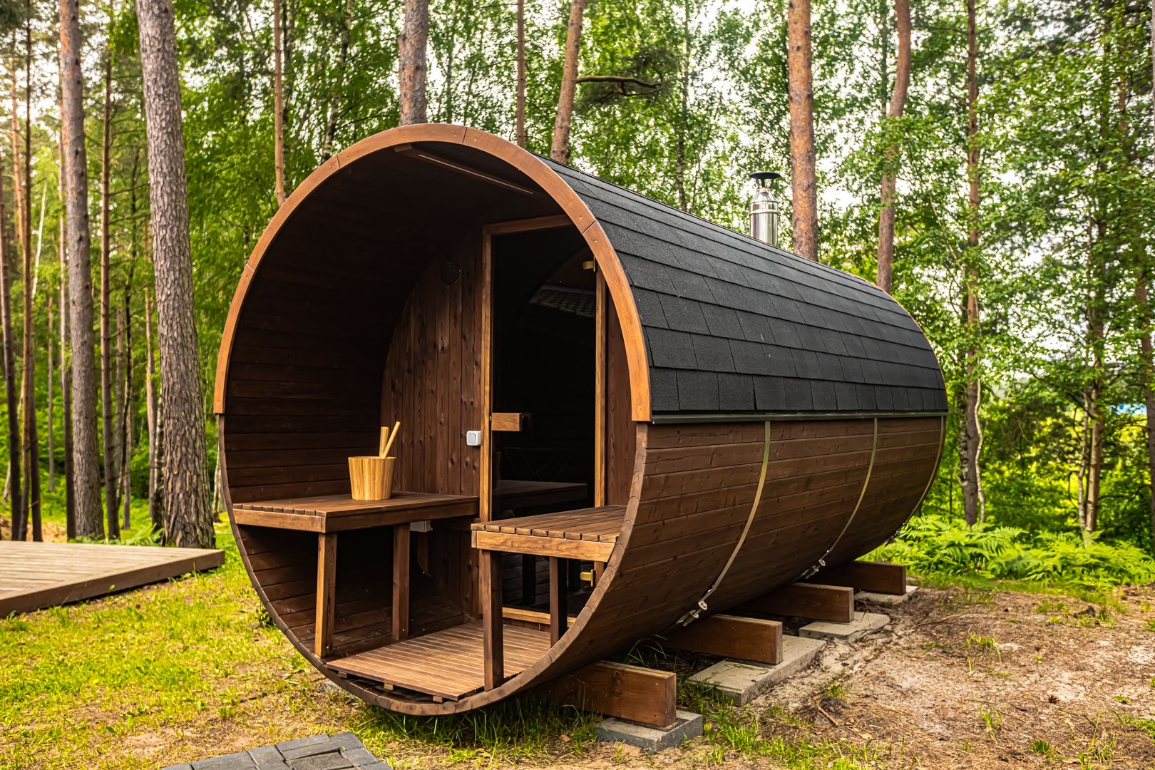 Thermowood barrel saunas supplied by Spa Dispatch