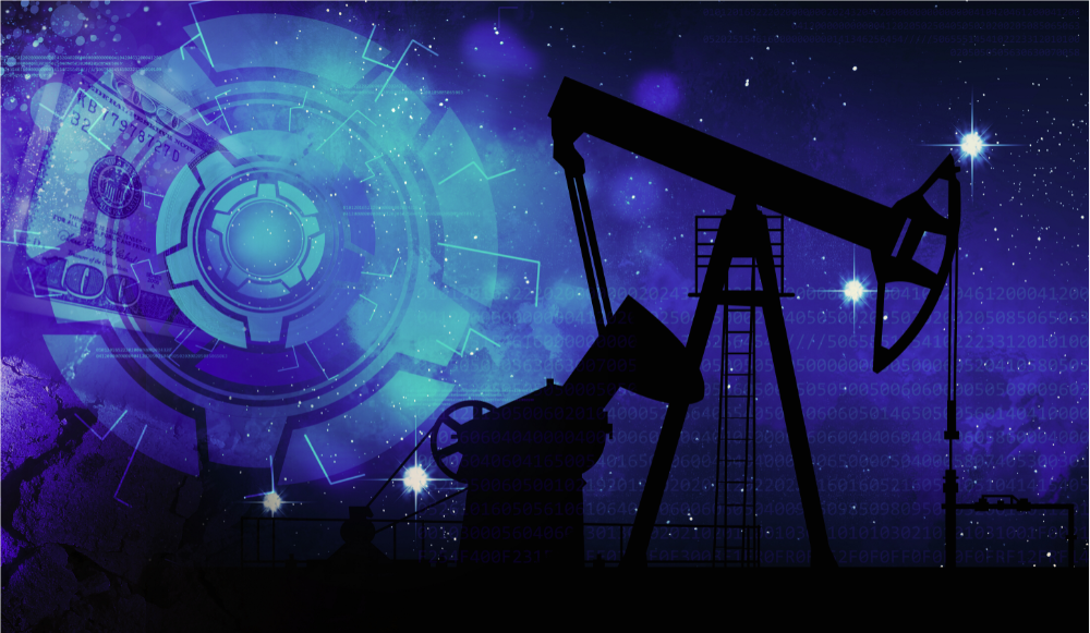 Pumpjack with star background