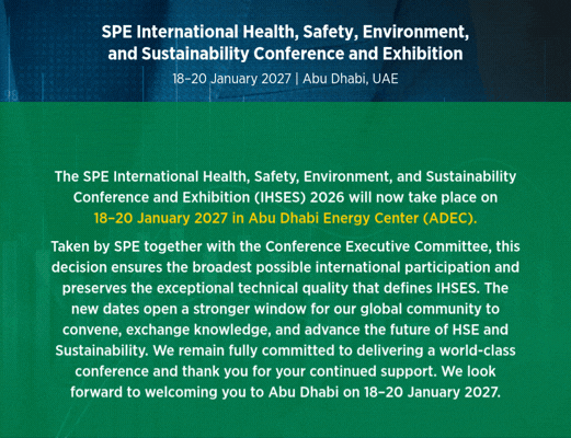 SPE International Health, Safety, Environment, and Sustainability Conference and Exhibition