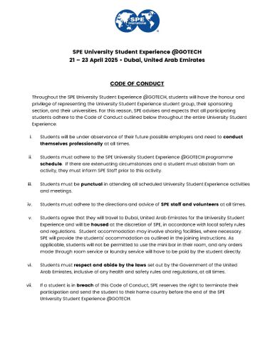 2025 SPE University Student Experience @GOTECH_Code of Conduct