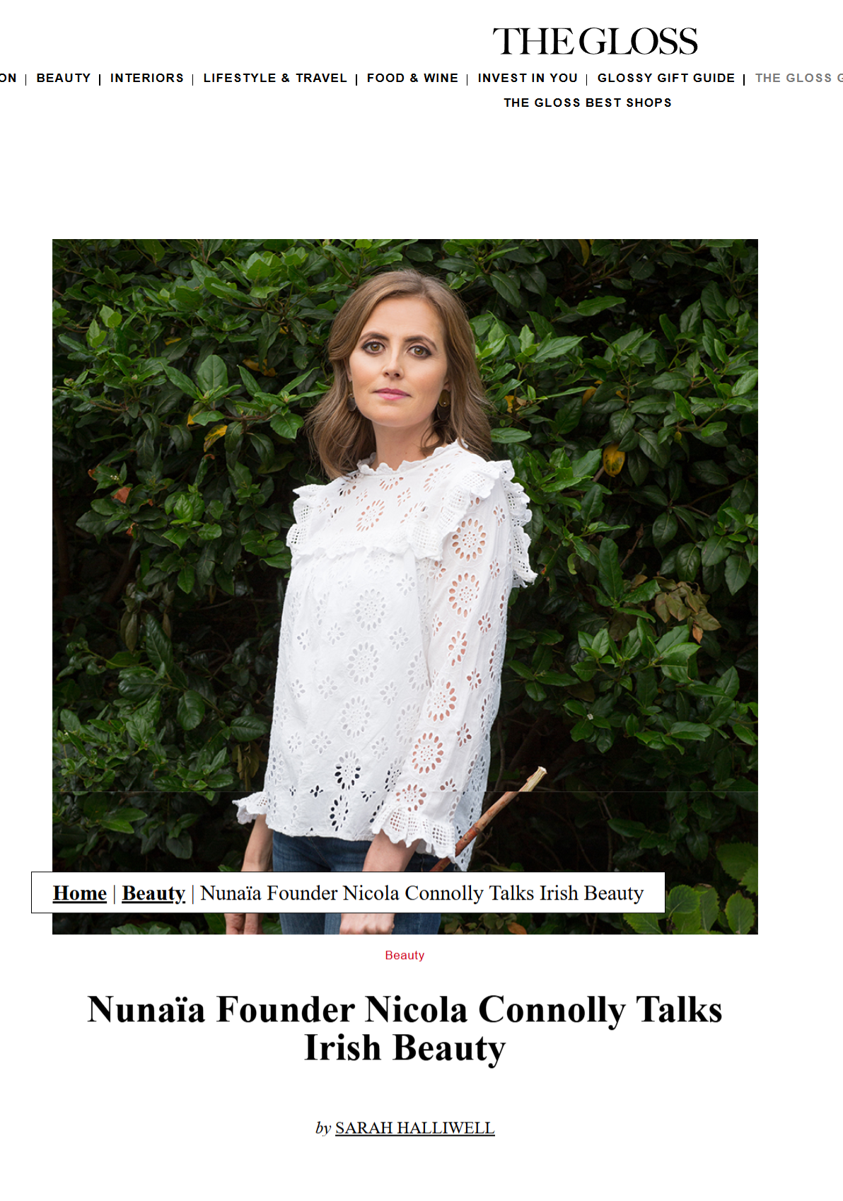 Nunaia Founder Nicola Connolly Talks Irish Beauty with the The gloss Magazine