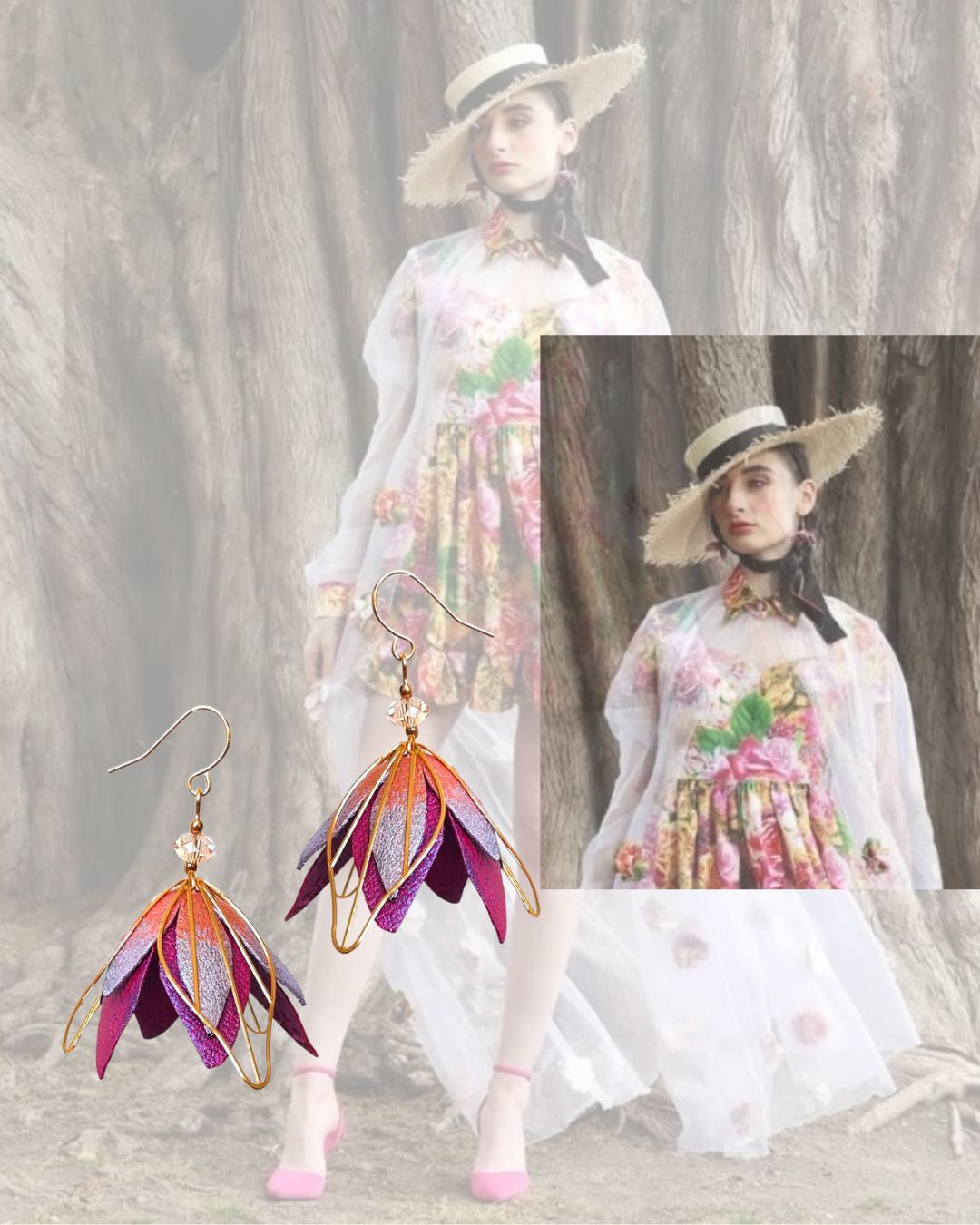 Botanical Leather Earrings