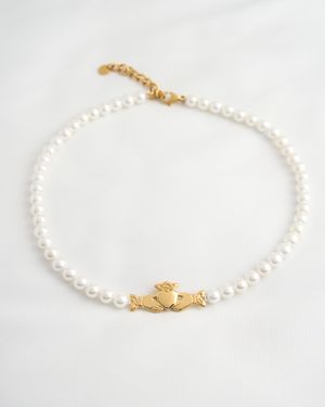Claddagh Pearl Choker Necklace