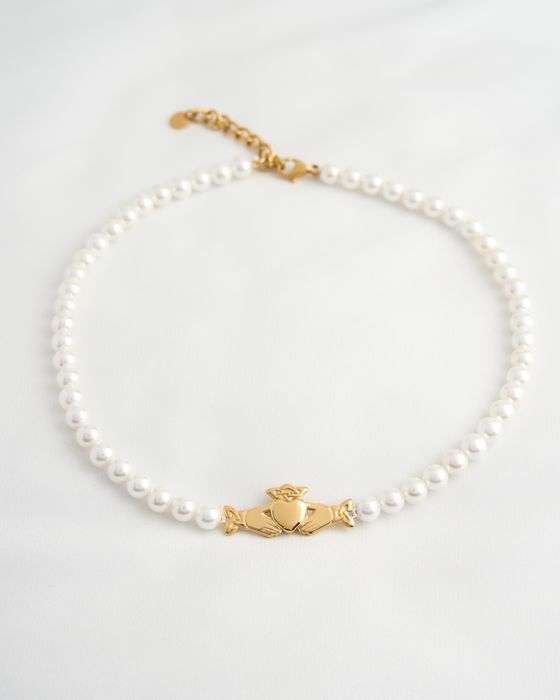Claddagh Pearl Choker Necklace
