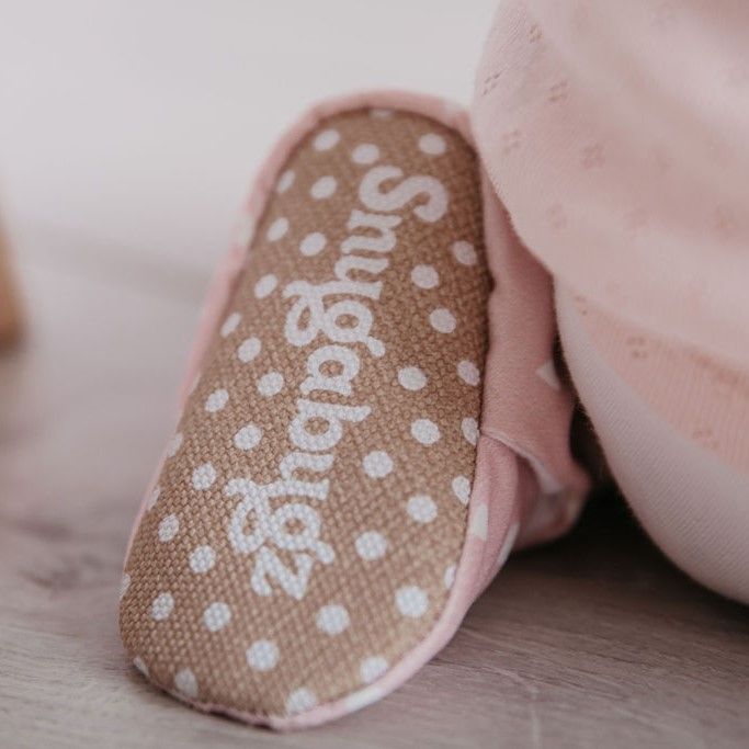 Pink - Organic Cotton Baby Booties That Stay-On With Non-Slip Soles | Snugabugz