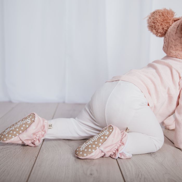 Pink - Organic Cotton Baby Booties That Stay-On With Non-Slip Soles | Snugabugz