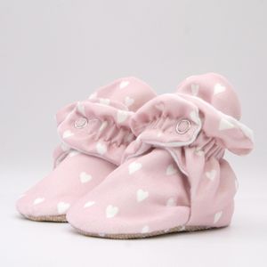 Pink - Organic Cotton Baby Booties That Stay-On With Non-Slip Soles | Snugabugz