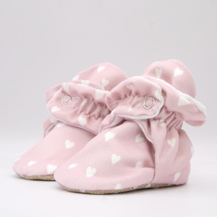 Pink - Organic Cotton Baby Booties That Stay-On With Non-Slip Soles | Snugabugz