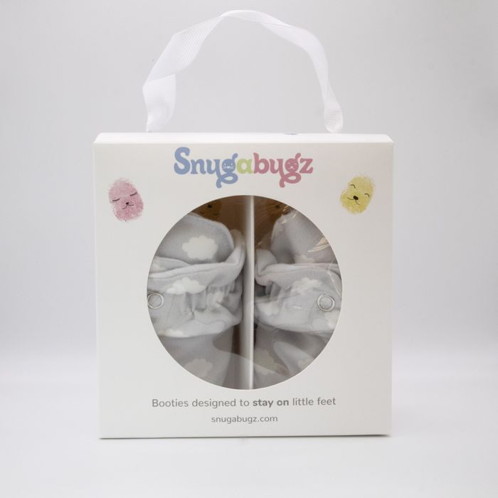 Grey Neutral - Organic Cotton Stay On Baby Booties With Non-Slip Soles | Snugabugz