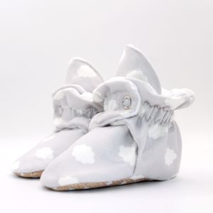 Grey Neutral - Organic Cotton Stay On Baby Booties With Non-Slip Soles | Snugabugz