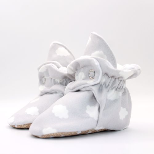 Grey Neutral - Organic Cotton Stay On Baby Booties With Non-Slip Soles | Snugabugz