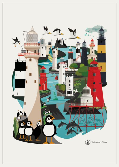 Tea Towels - Lighthouses of Ireland