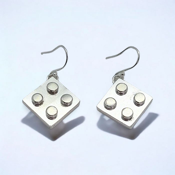 Sterling Silver Lego Earrings and Necklace