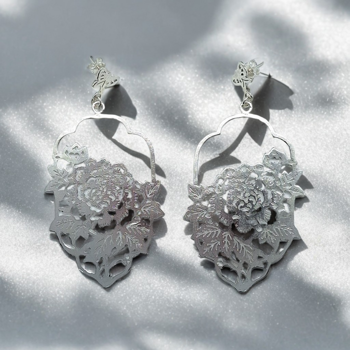 Sterling Silver Paper Cutting Earrings