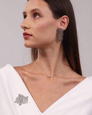 Sterling Silver Paper Cutting Rose Statement Earrings - Limited Edition
