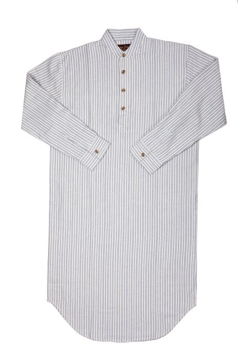 Flannel Nightshirt - Blue/Ivory Stripe (LV2)