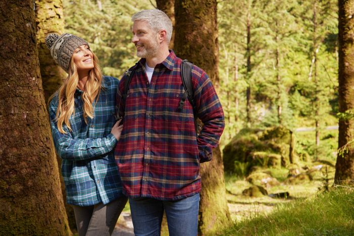 Fleece-Lined Flannel Shirt - Maroon Navy Check (LV10)