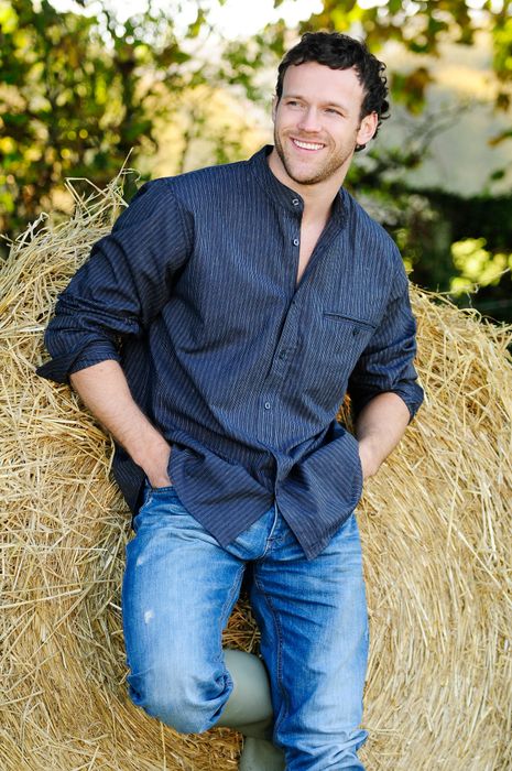 Comfort Cotton Grandfather Shirt - Navy and White Stripe (FL18)