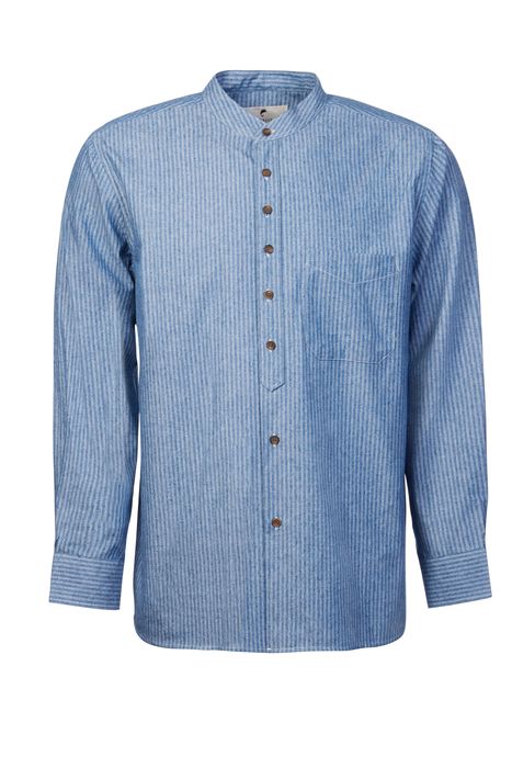 Vintage Cotton Grandfather Shirt - White Pin Stripe on Blue (VR25)