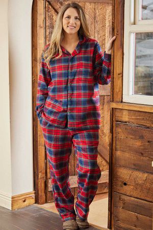 Flannel Pyjamas - Red Navy Check (LV12)