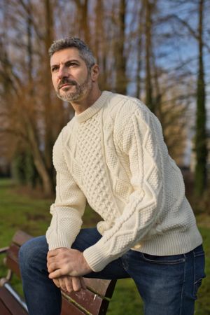 MEN'S ARAN CREW SOLID WOOL - FW26SC12