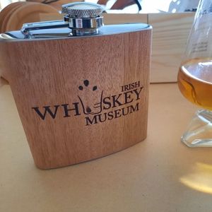 Irish Whiskey Hip Flask 6 oz. Oak wood Clad 