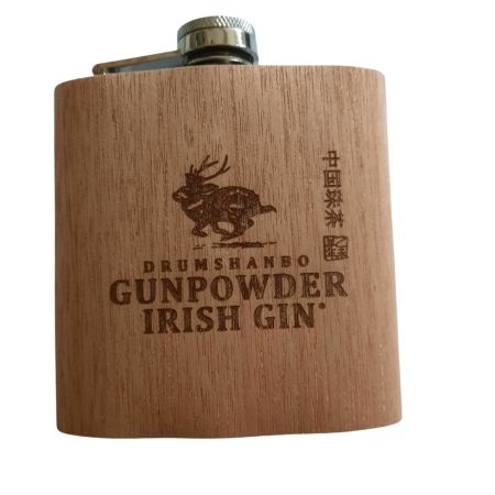 Irish Whiskey Hip Flask 6 oz. Oak wood Clad 