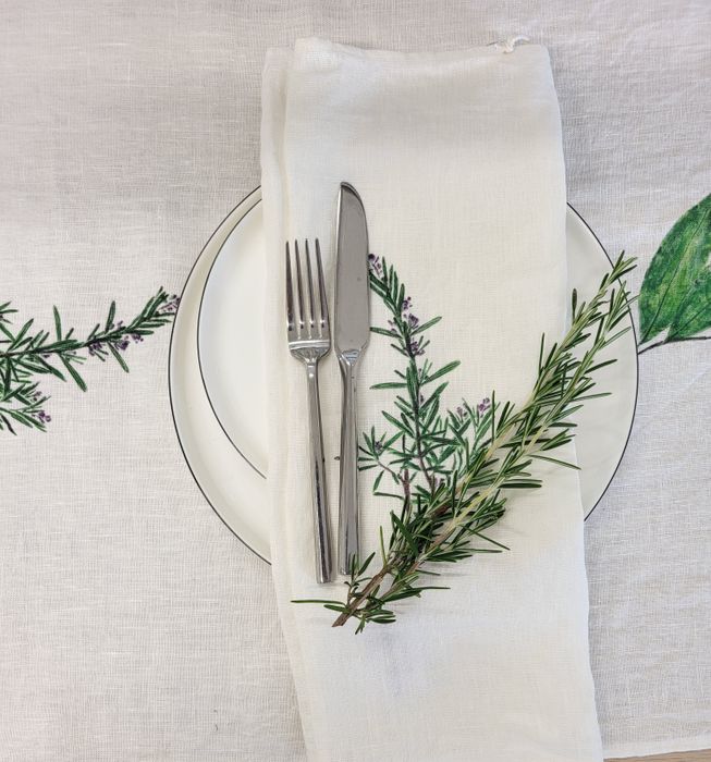 Garden Herb Napkin Set Irish Linen 40 x 40cm