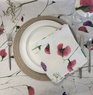 Wild Sweet Pea Dinner Napkin Irish Linen 40 x 40cm