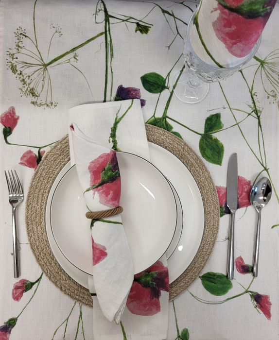 Wild Sweet Pea Dinner Napkin Irish Linen 40 x 40cm