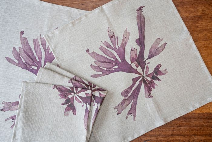 Purple Dulse Seaweed Design Table Runner Irish Linen 2m x 50cm
