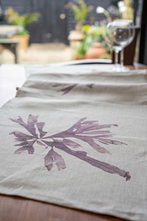 Purple Dulse Seaweed Design Table Runner Irish Linen 2m x 50cm