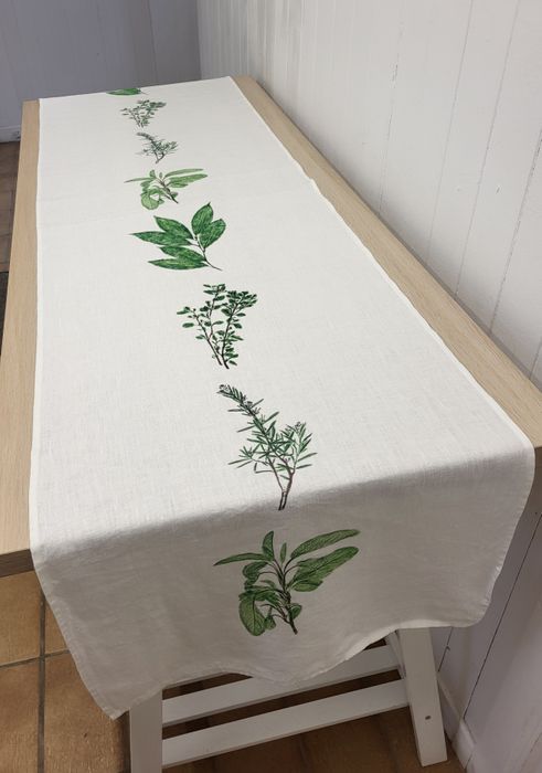Garden Herbs Table Runner Irish Linen 2m x 50cm