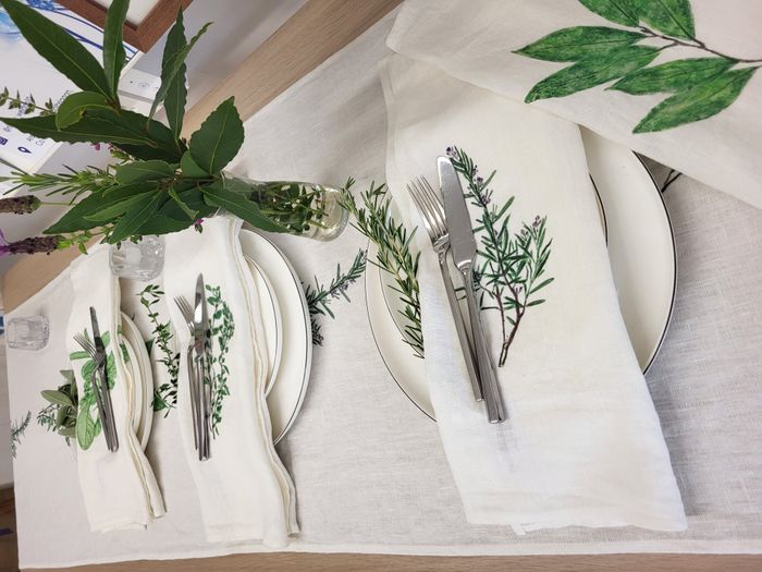 Garden Herbs Table Runner Irish Linen 2m x 50cm