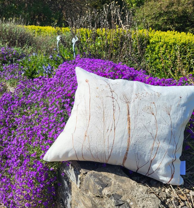 Coastal Seedhead Cushion in Sepia Irish linen 60 x 50cm