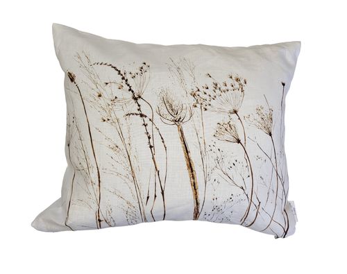 Coastal Seedhead Cushion in Sepia Irish linen 60 x 50cm