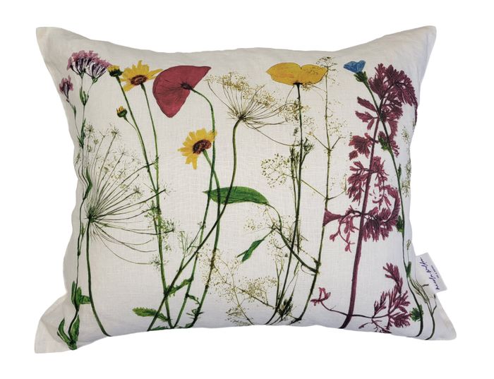 Colourful Wild Meadow Cushion Irish Linen 60 x 50cm