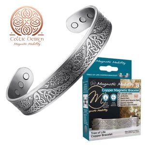 Tree of Life Copper Magnetic Bracelet: Silver Plated