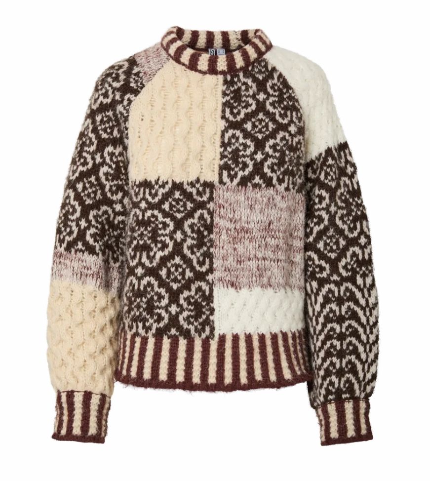 PCFUSION LS O-NECK COLOURBLOCK KNIT