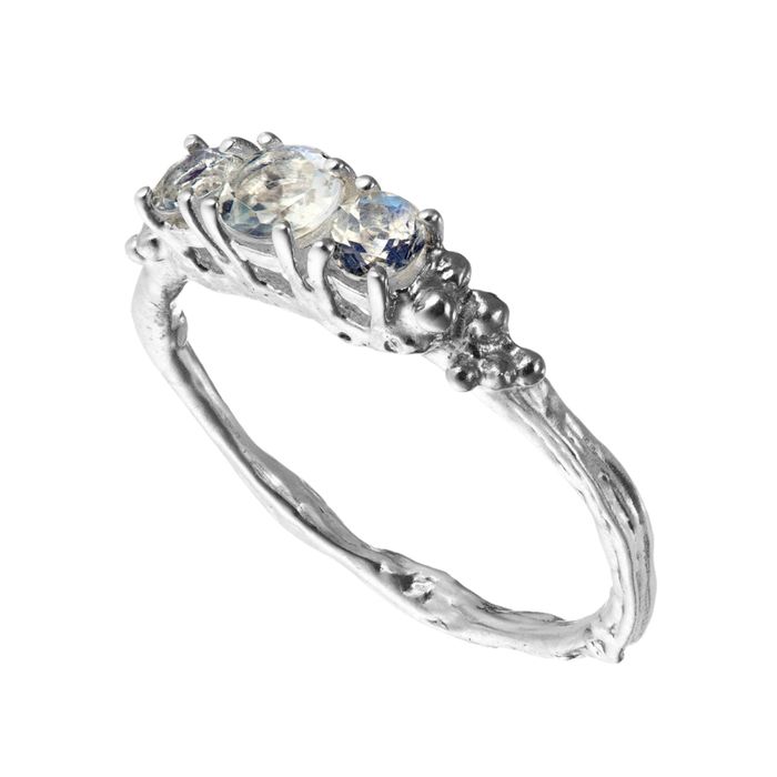 Three Stone Moonstone Ring | The Gorse Bush