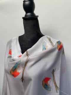 Silk Satin Scarf- Robin grey