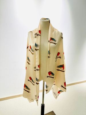 Silk Satin Scarf-Robin Cream