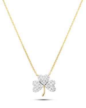 14kt Gold Lab Diamond Shamrock Necklace