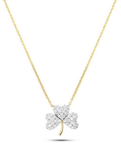 14kt Gold Lab Diamond Shamrock Necklace