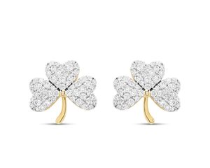 14kt Gold Lab Diamond Shamrock Earrings