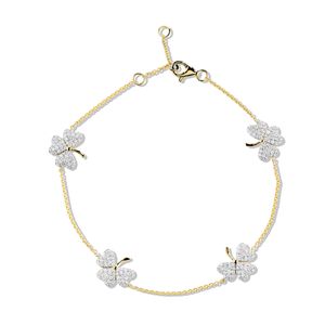 14kt Gold Lab Diamond Shamrock Bracelet