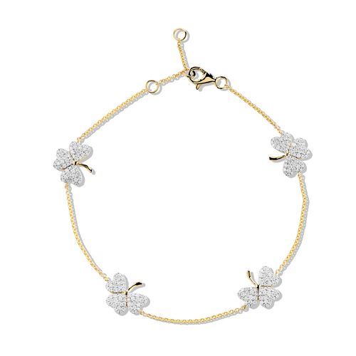 14kt Gold Lab Diamond Shamrock Bracelet