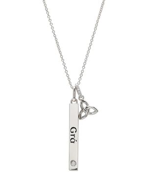 Sterling Silver Gra CZ and Trinity Necklace