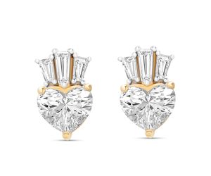 14kt Gold Lab Diamond Claddagh Stud Earrings
