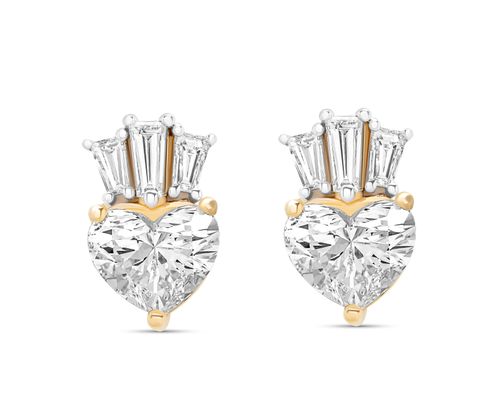14kt Gold Lab Diamond Claddagh Stud Earrings